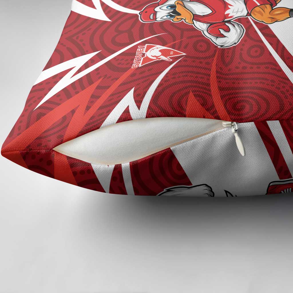Sydney Swans Australian Football Pillow Cover Swans Mascot Art With Indigenous Pattern Art