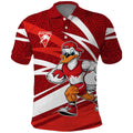 Sydney Swans Australian Football Polo Shirt Swans Mascot Art With Indigenous Pattern Art