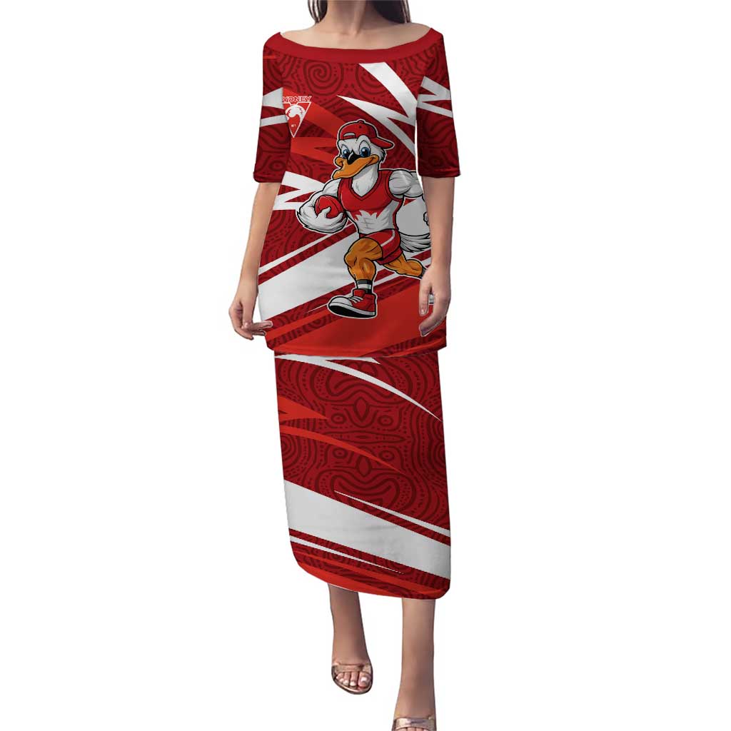 Sydney Swans Australian Football Puletasi Swans Mascot Art With Indigenous Pattern Art