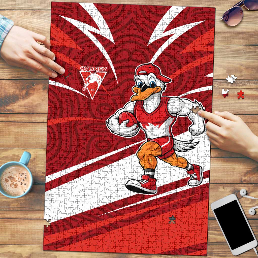 Sydney Swans Australian Football Puzzle Swans Mascot Art With Indigenous Pattern Art