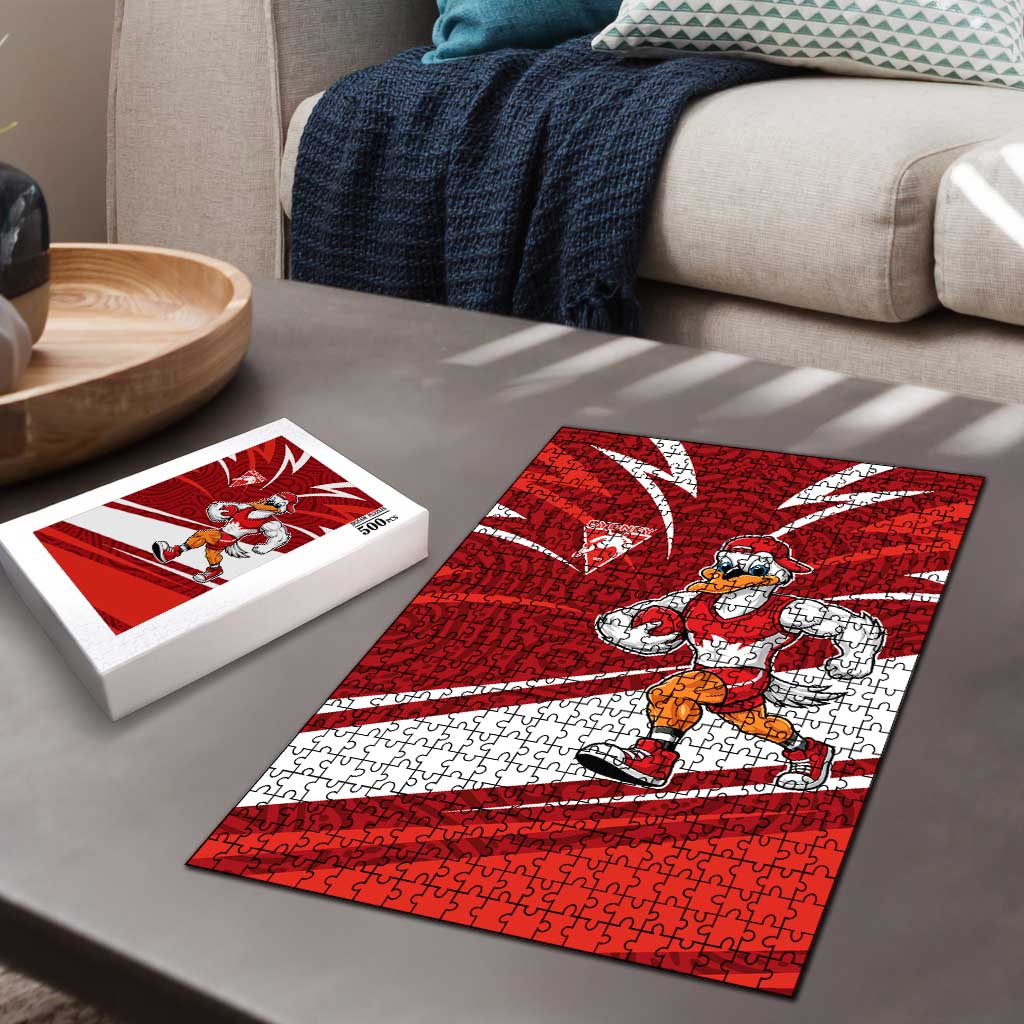 Sydney Swans Australian Football Puzzle Swans Mascot Art With Indigenous Pattern Art