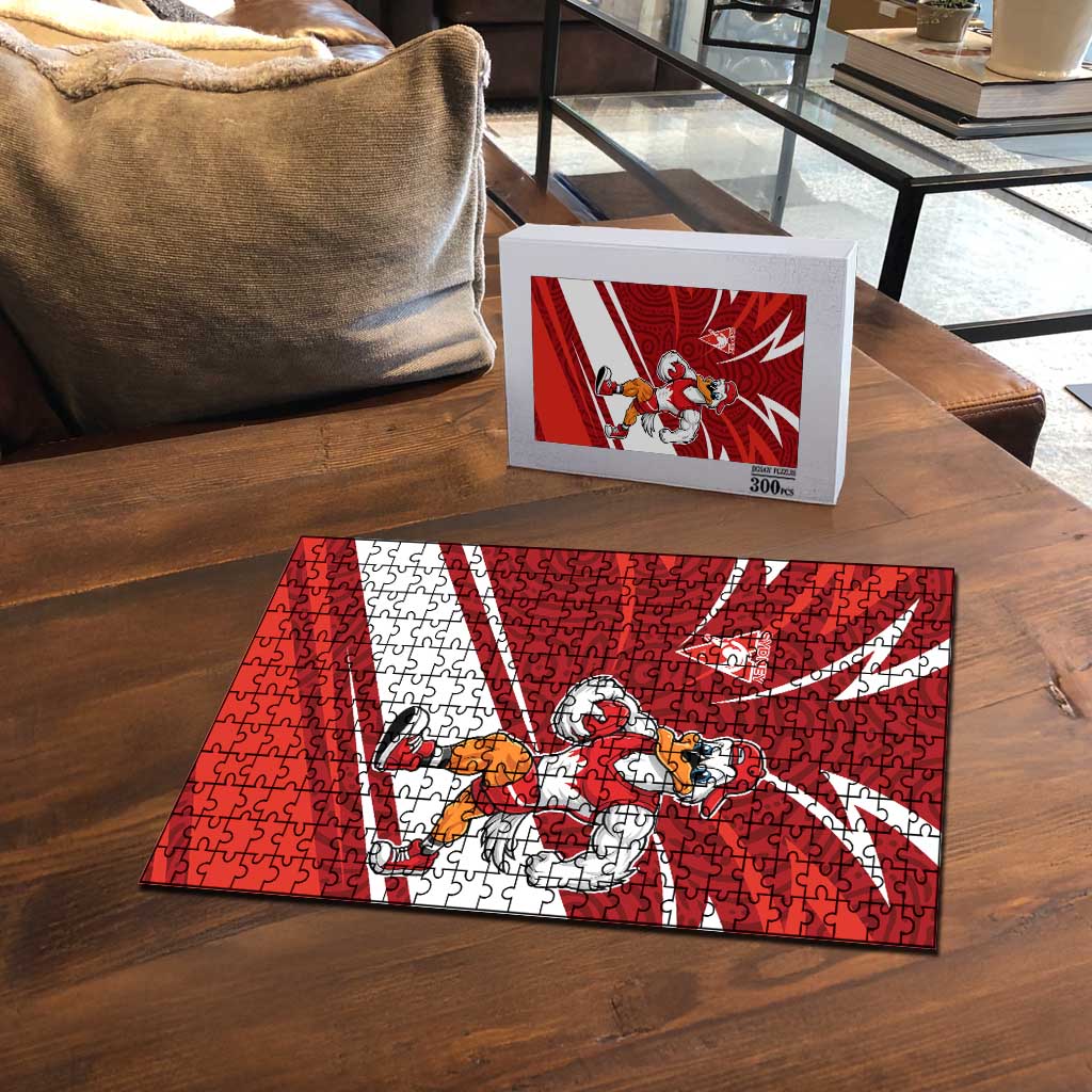 Sydney Swans Australian Football Puzzle Swans Mascot Art With Indigenous Pattern Art