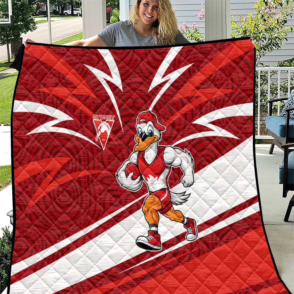 Sydney Swans Australian Football Quilt Swans Mascot Art With Indigenous Pattern Art