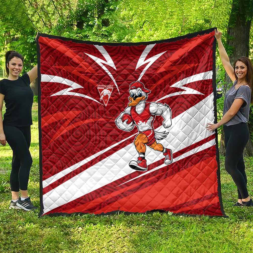 Sydney Swans Australian Football Quilt Swans Mascot Art With Indigenous Pattern Art