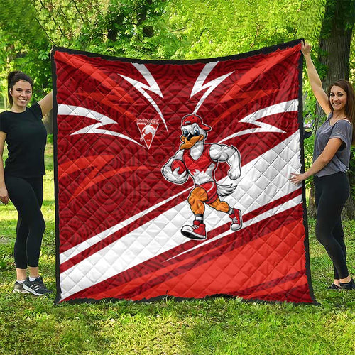 Sydney Swans Australian Football Quilt Swans Mascot Art With Indigenous Pattern Art