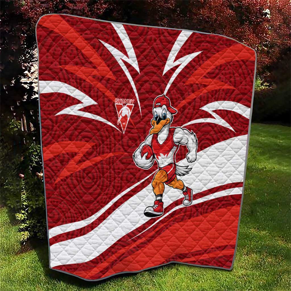 Sydney Swans Australian Football Quilt Swans Mascot Art With Indigenous Pattern Art