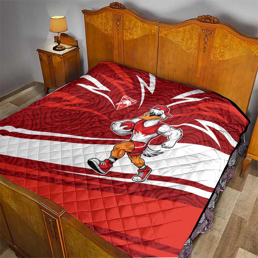Sydney Swans Australian Football Quilt Swans Mascot Art With Indigenous Pattern Art
