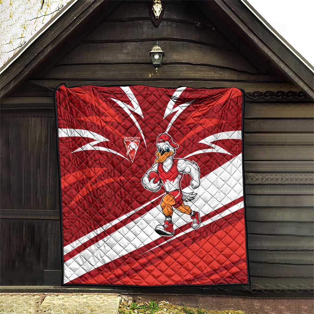 Sydney Swans Australian Football Quilt Swans Mascot Art With Indigenous Pattern Art