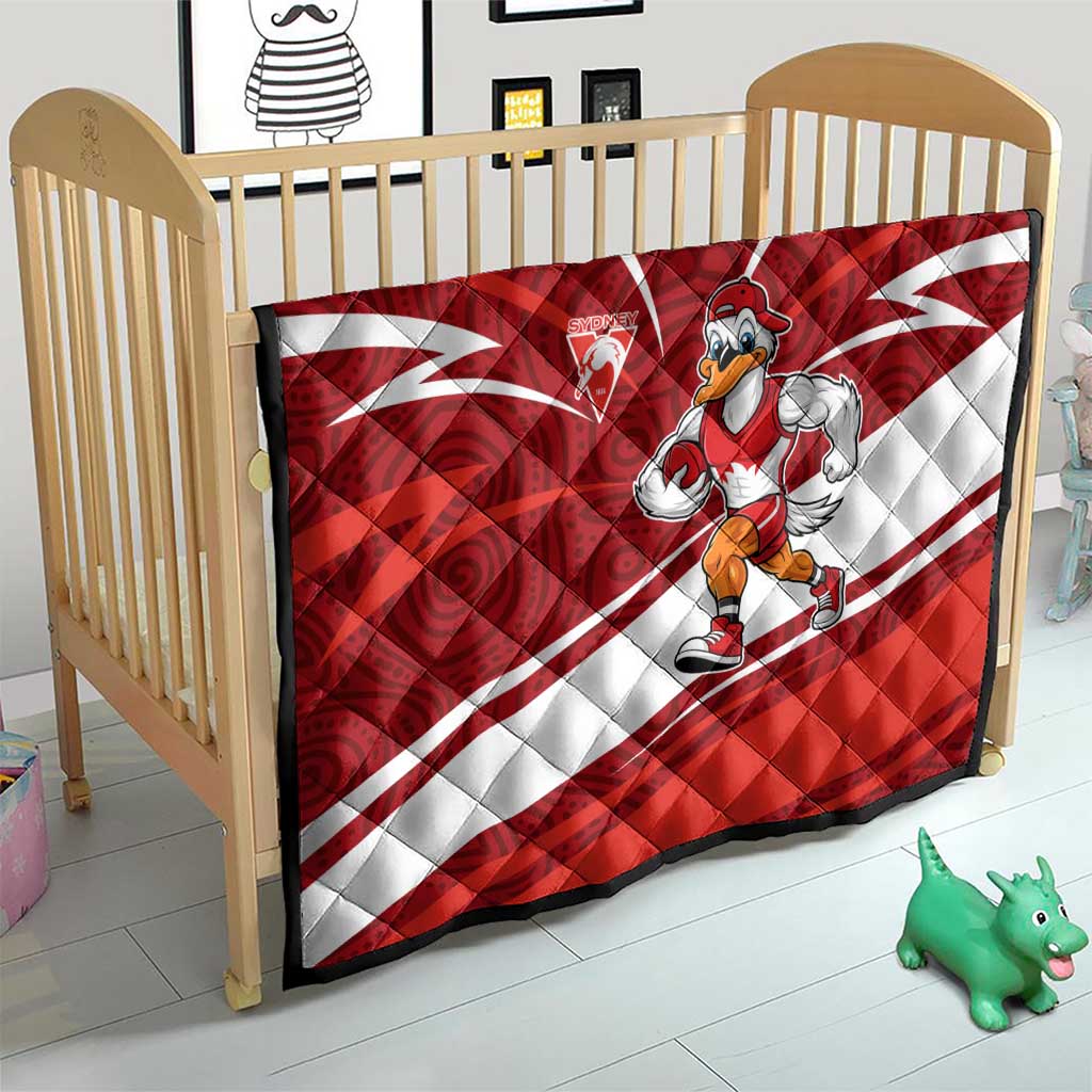 Sydney Swans Australian Football Quilt Swans Mascot Art With Indigenous Pattern Art