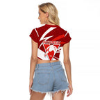 Sydney Swans Australian Football Raglan Cropped T Shirt Swans Mascot Art With Indigenous Pattern Art