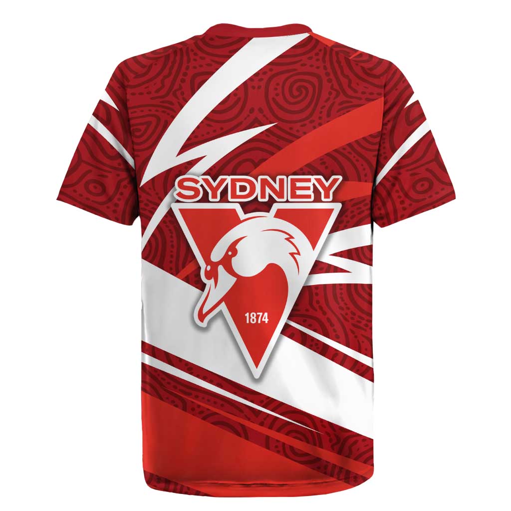 Sydney Swans Australian Football Rugby Jersey Swans Mascot Art With Indigenous Pattern Art