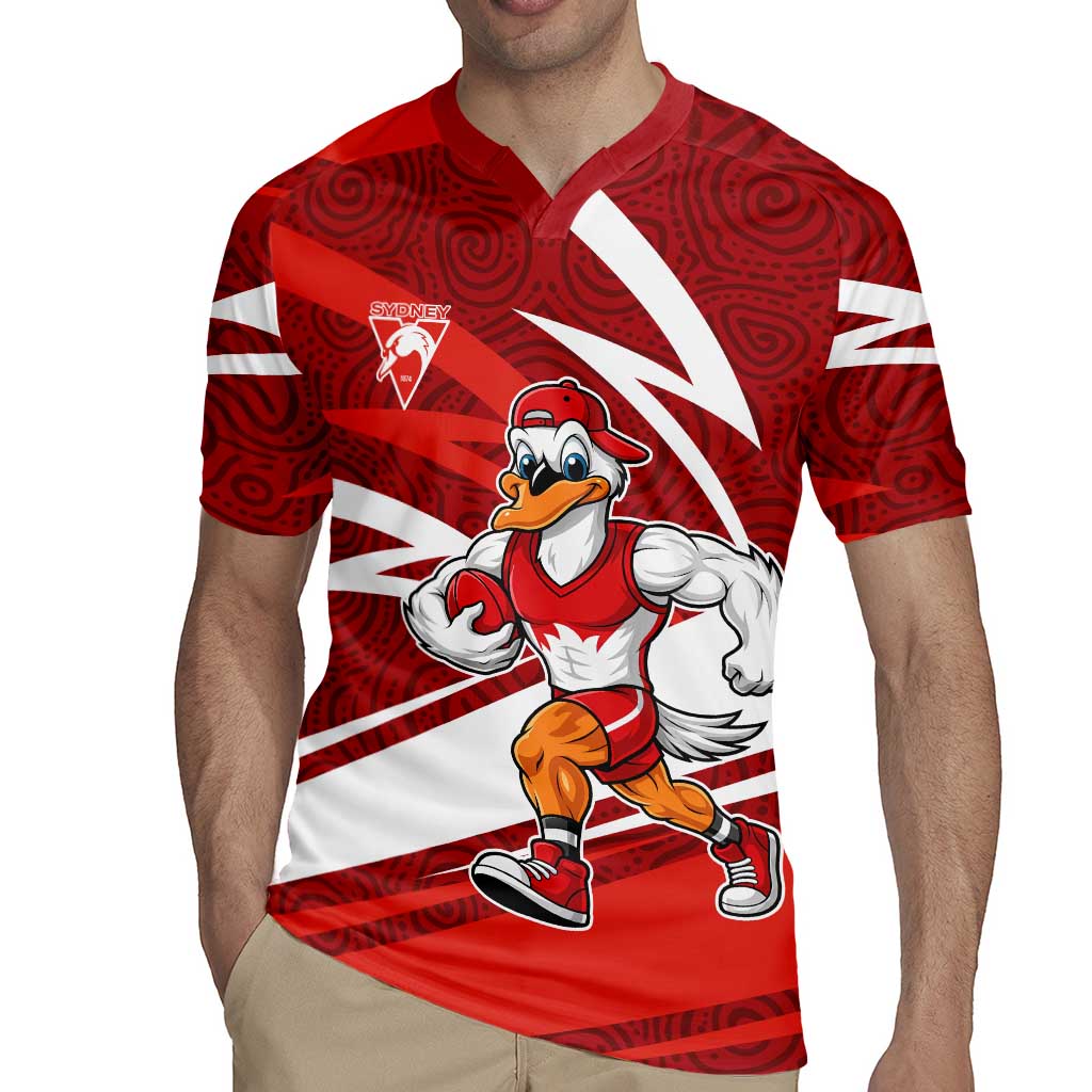 Sydney Swans Australian Football Rugby Jersey Swans Mascot Art With Indigenous Pattern Art