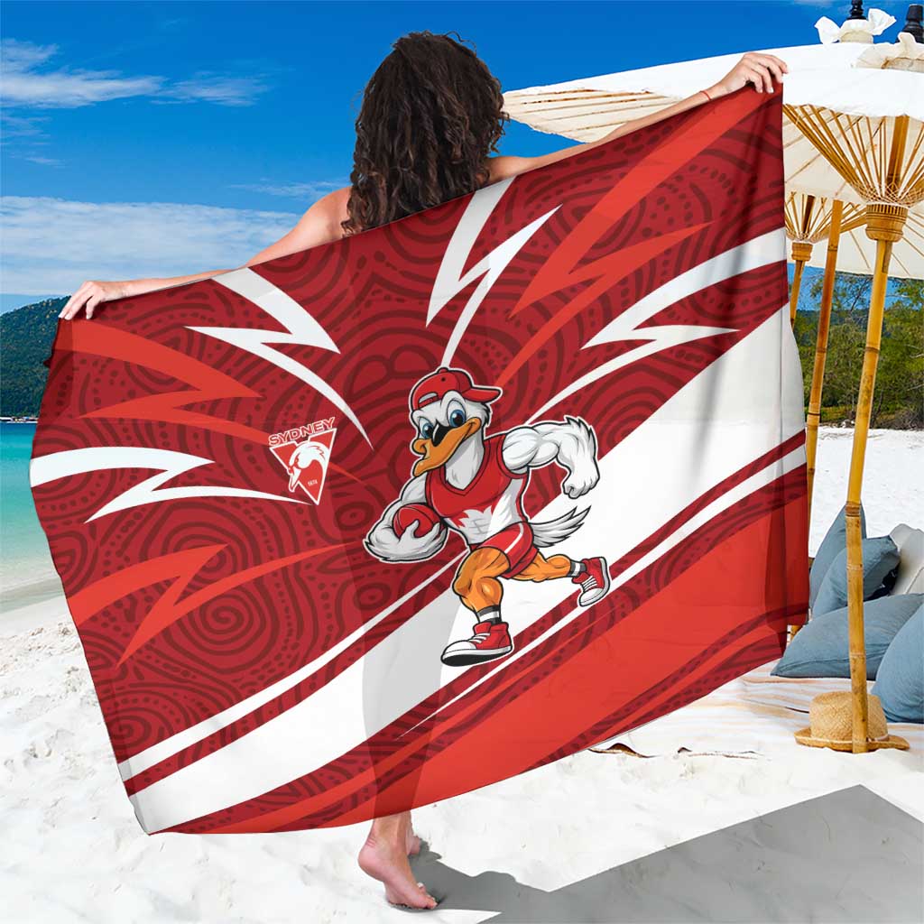 Sydney Swans Australian Football Sarong Swans Mascot Art With Indigenous Pattern Art