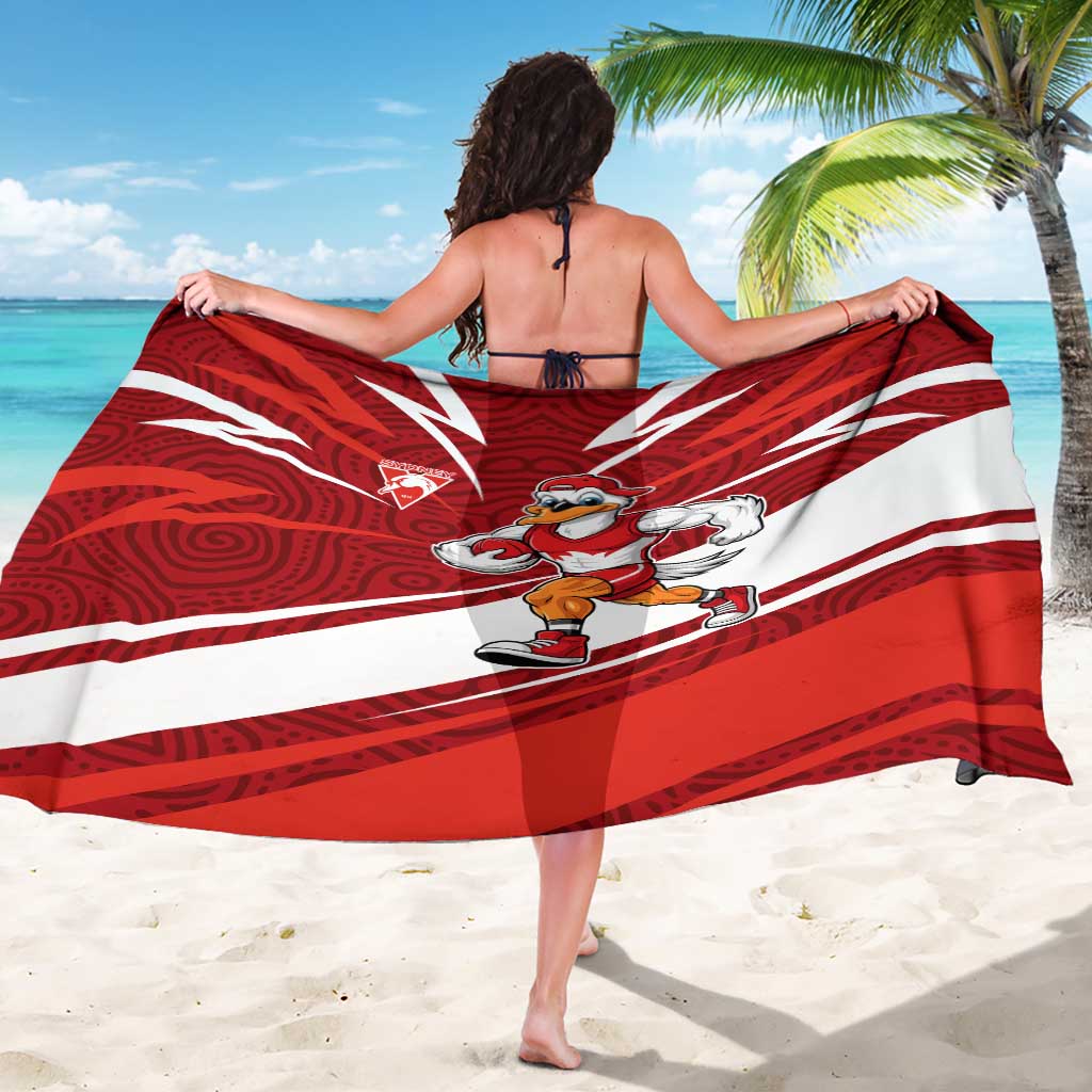 Sydney Swans Australian Football Sarong Swans Mascot Art With Indigenous Pattern Art