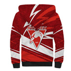 Sydney Swans Australian Football Sherpa Hoodie Swans Mascot Art With Indigenous Pattern Art