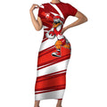 Sydney Swans Australian Football Short Sleeve Bodycon Dress Swans Mascot Art With Indigenous Pattern Art