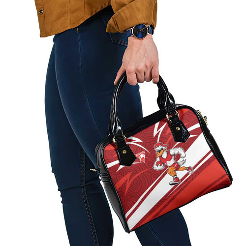Sydney Swans Australian Football Shoulder Handbag Swans Mascot Art With Indigenous Pattern Art