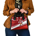 Sydney Swans Australian Football Shoulder Handbag Swans Mascot Art With Indigenous Pattern Art