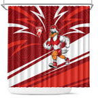 Sydney Swans Australian Football Shower Curtain Swans Mascot Art With Indigenous Pattern Art