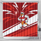 Sydney Swans Australian Football Shower Curtain Swans Mascot Art With Indigenous Pattern Art