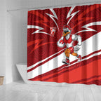Sydney Swans Australian Football Shower Curtain Swans Mascot Art With Indigenous Pattern Art