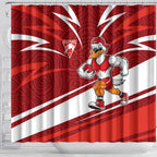 Sydney Swans Australian Football Shower Curtain Swans Mascot Art With Indigenous Pattern Art