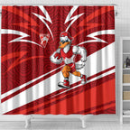 Sydney Swans Australian Football Shower Curtain Swans Mascot Art With Indigenous Pattern Art