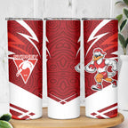 Sydney Swans Australian Football Skinny Tumbler Swans Mascot Art With Indigenous Pattern Art