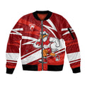 Sydney Swans Australian Football Sleeve Zip Bomber Jacket Swans Mascot Art With Indigenous Pattern Art
