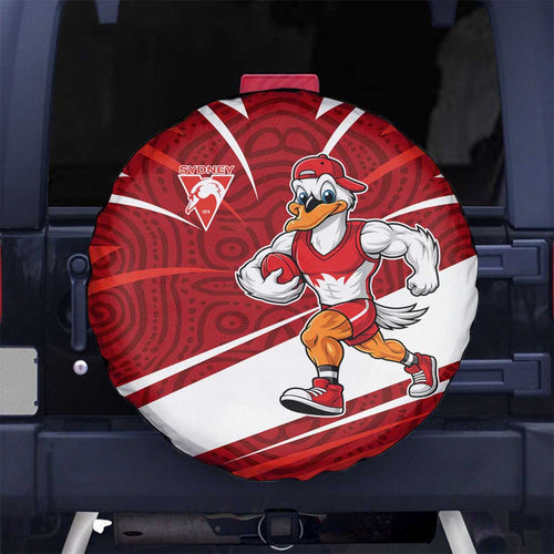 Sydney Swans Australian Football Spare Tire Cover Swans Mascot Art With Indigenous Pattern Art