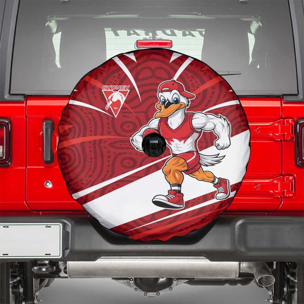 Sydney Swans Australian Football Spare Tire Cover Swans Mascot Art With Indigenous Pattern Art