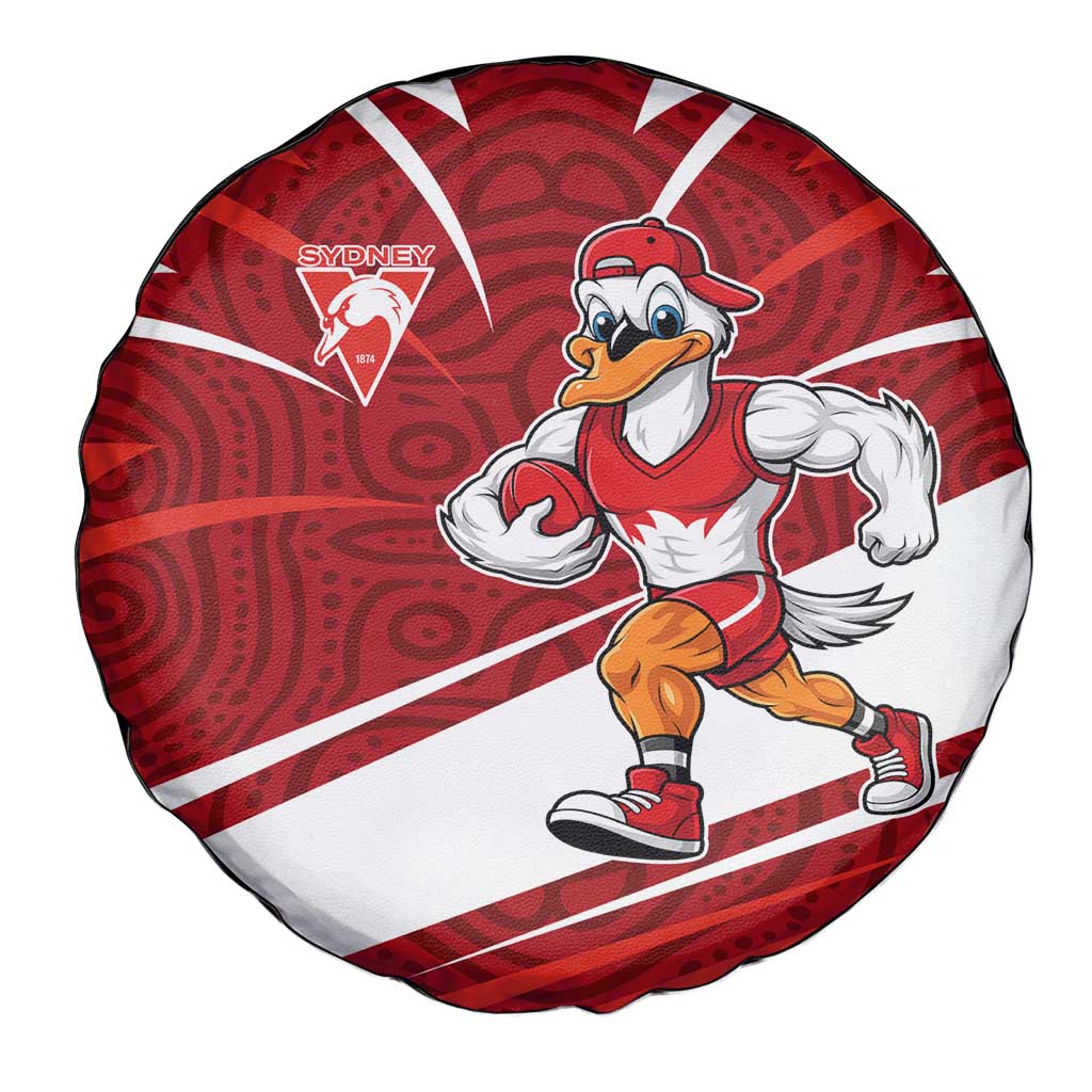 Sydney Swans Australian Football Spare Tire Cover Swans Mascot Art With Indigenous Pattern Art