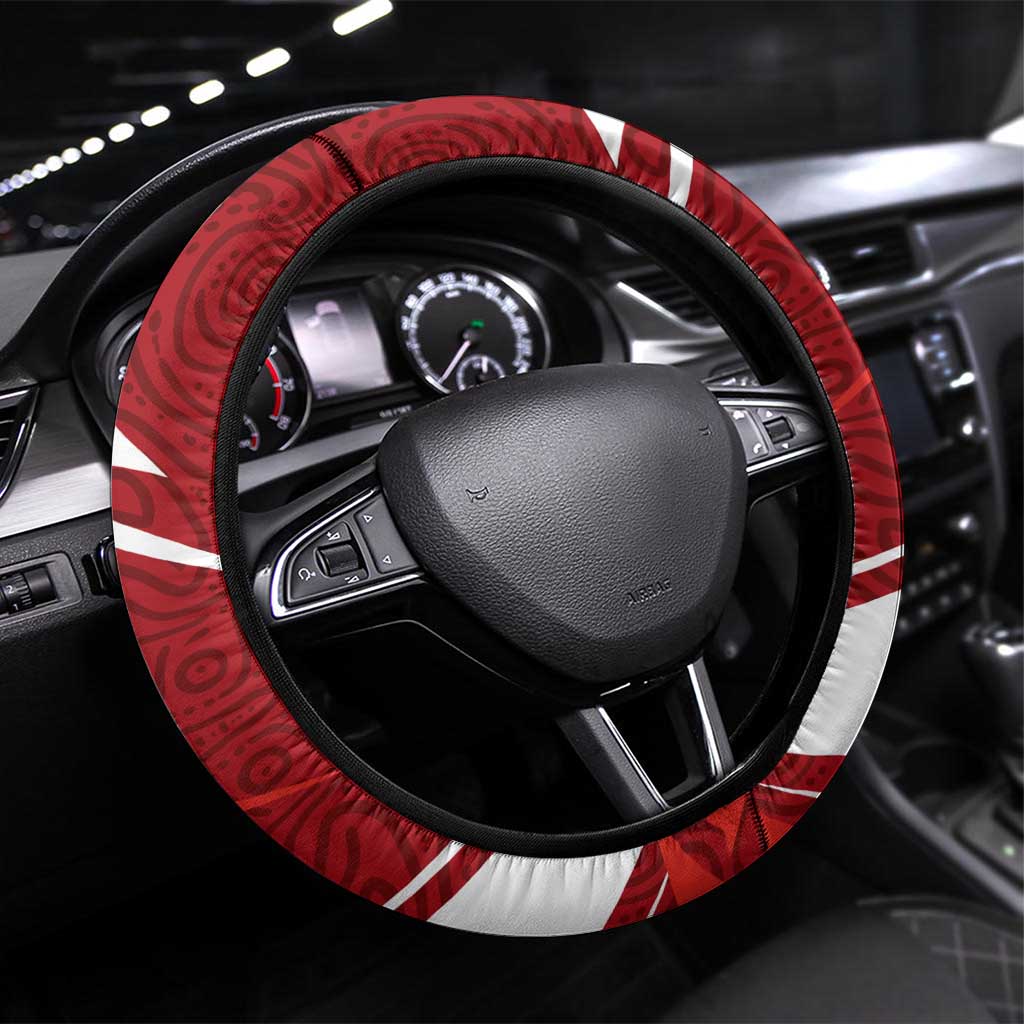 Sydney Swans Australian Football Steering Wheel Cover Swans Mascot Art With Indigenous Pattern Art