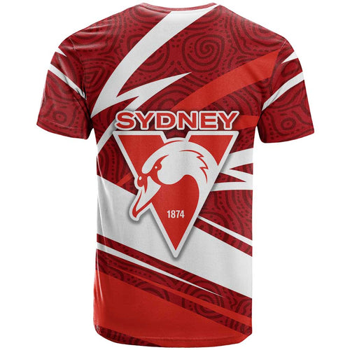 Sydney Swans Australian Football T Shirt Swans Mascot Art With Indigenous Pattern Art