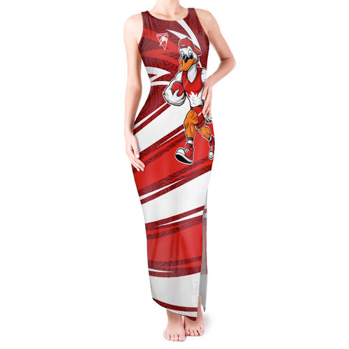 Sydney Swans Australian Football Tank Maxi Dress Swans Mascot Art With Indigenous Pattern Art