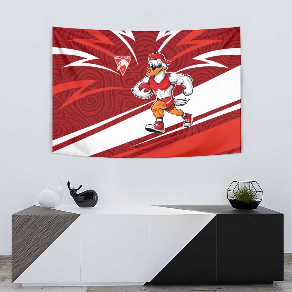 Sydney Swans Australian Football Tapestry Swans Mascot Art With Indigenous Pattern Art