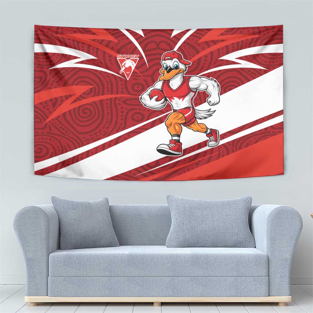 Sydney Swans Australian Football Tapestry Swans Mascot Art With Indigenous Pattern Art