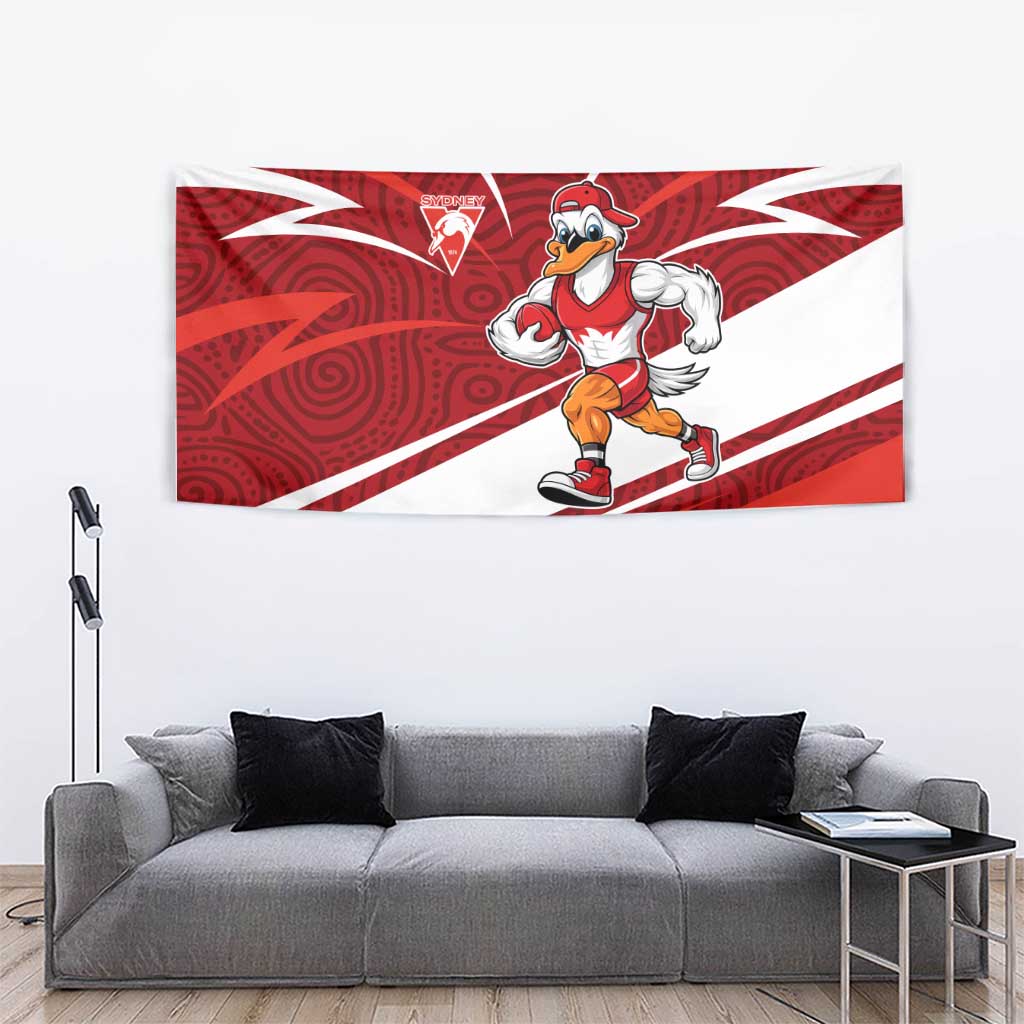Sydney Swans Australian Football Tapestry Swans Mascot Art With Indigenous Pattern Art