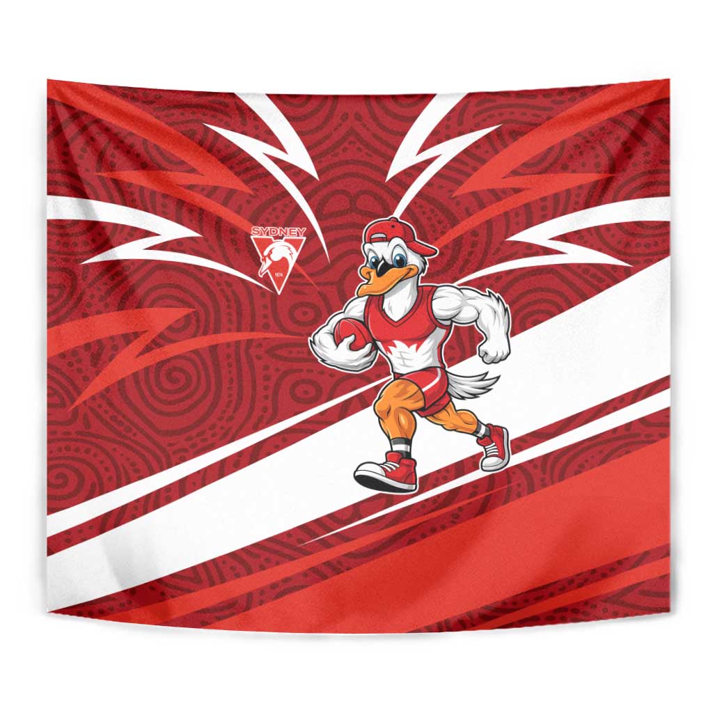 Sydney Swans Australian Football Tapestry Swans Mascot Art With Indigenous Pattern Art