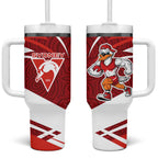 Sydney Swans Australian Football Tumbler With Handle Swans Mascot Art With Indigenous Pattern Art