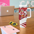 Sydney Swans Australian Football Tumbler With Handle Swans Mascot Art With Indigenous Pattern Art