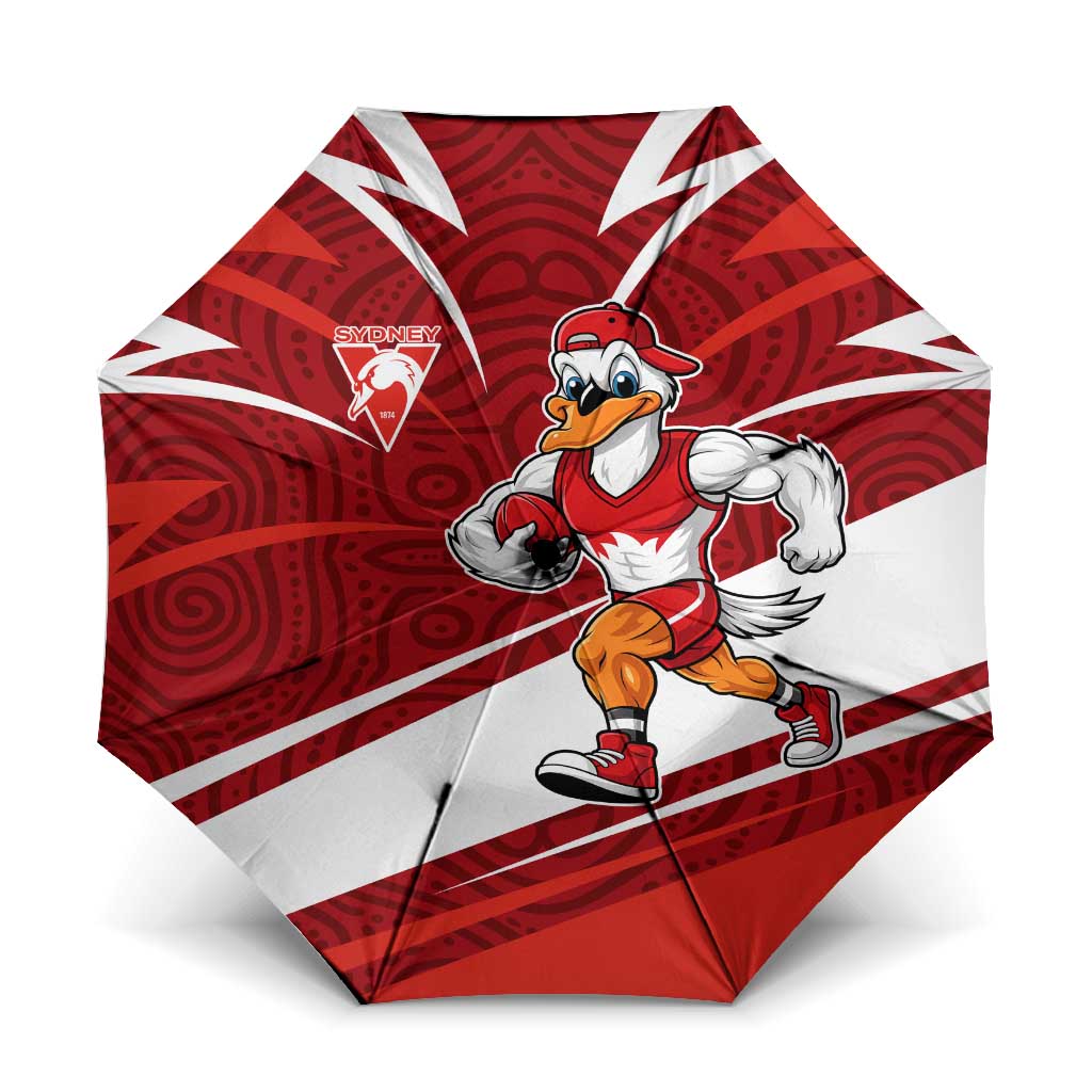 Sydney Swans Australian Football Umbrella Swans Mascot Art With Indigenous Pattern Art