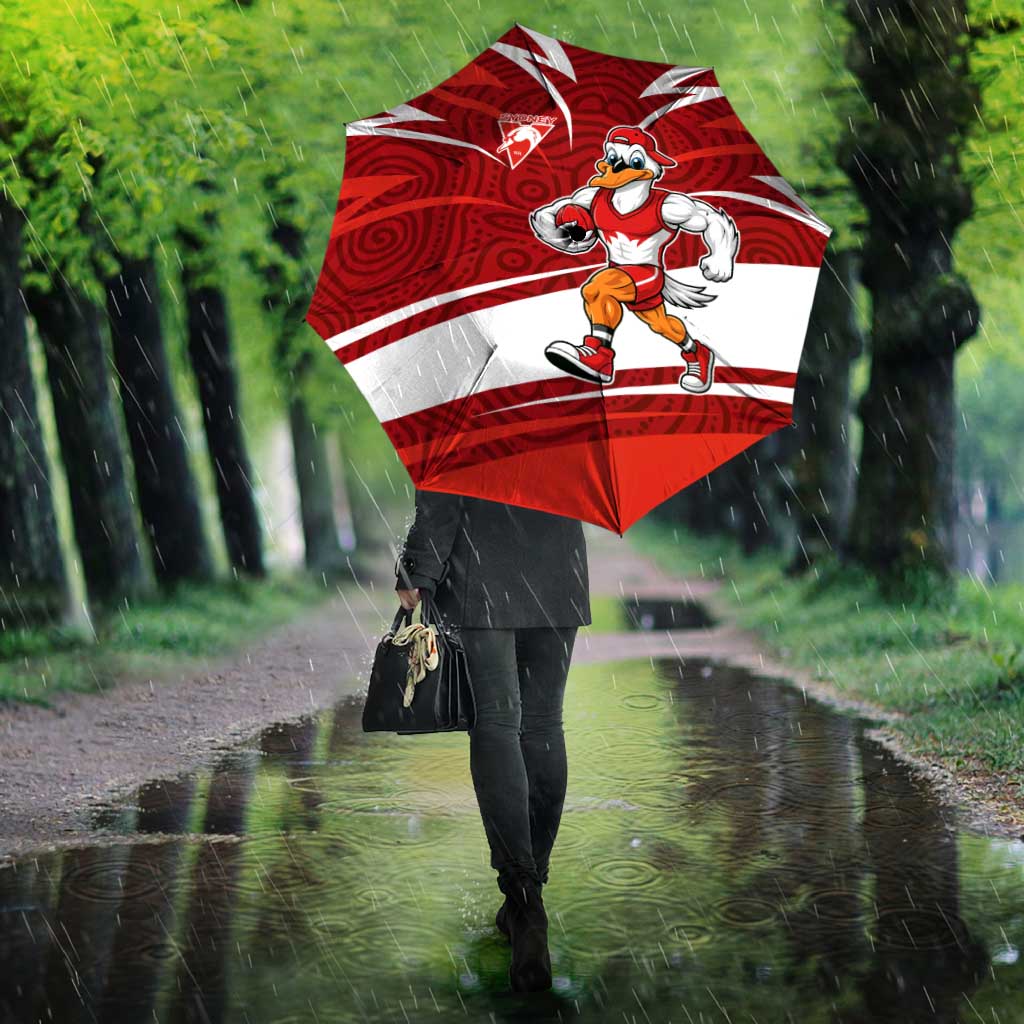 Sydney Swans Australian Football Umbrella Swans Mascot Art With Indigenous Pattern Art