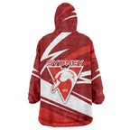 Sydney Swans Australian Football Wearable Blanket Hoodie Swans Mascot Art With Indigenous Pattern Art