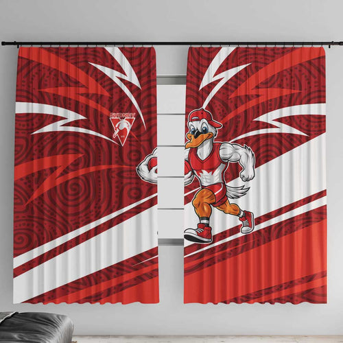 Sydney Swans Australian Football Window Curtain Swans Mascot Art With Indigenous Pattern Art