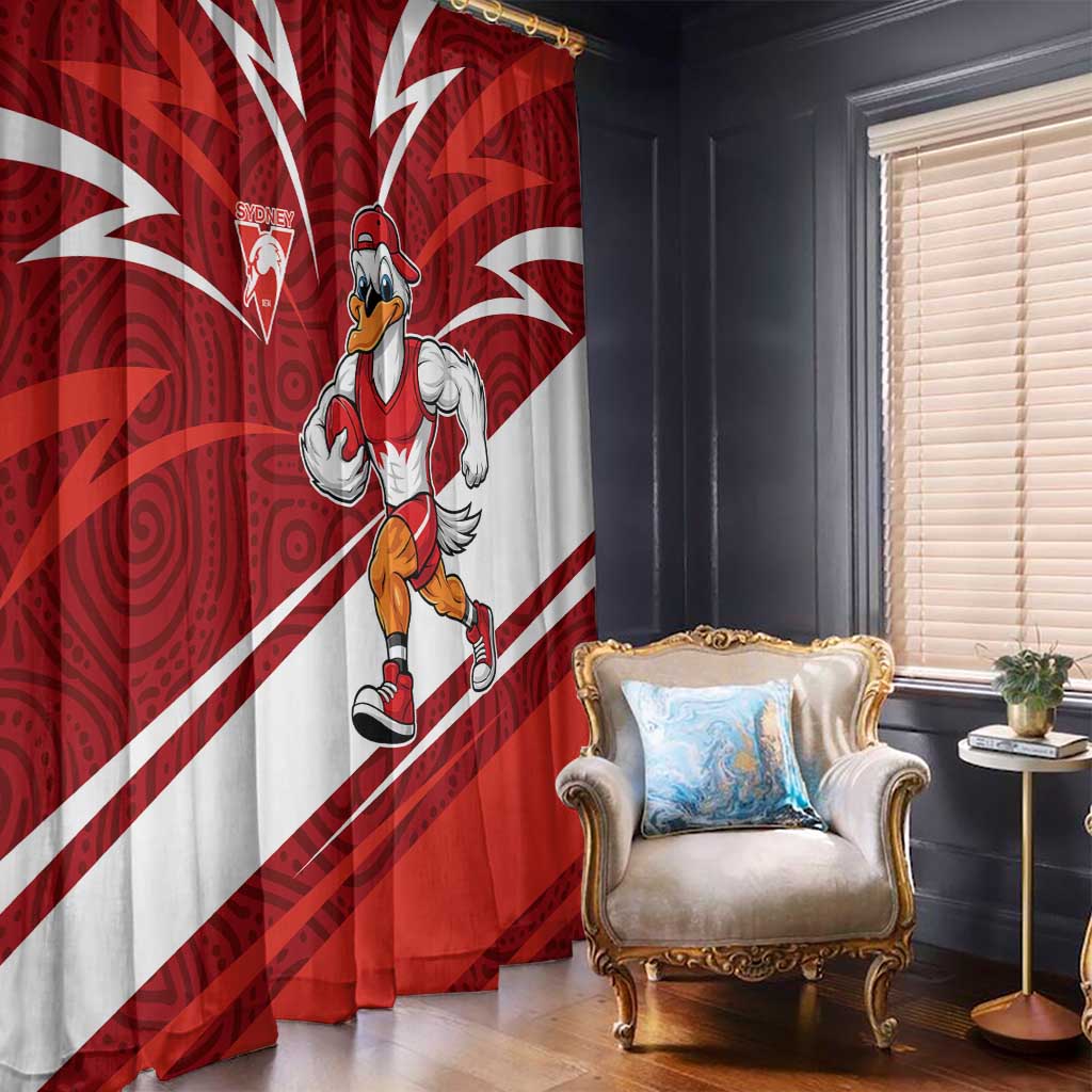 Sydney Swans Australian Football Window Curtain Swans Mascot Art With Indigenous Pattern Art