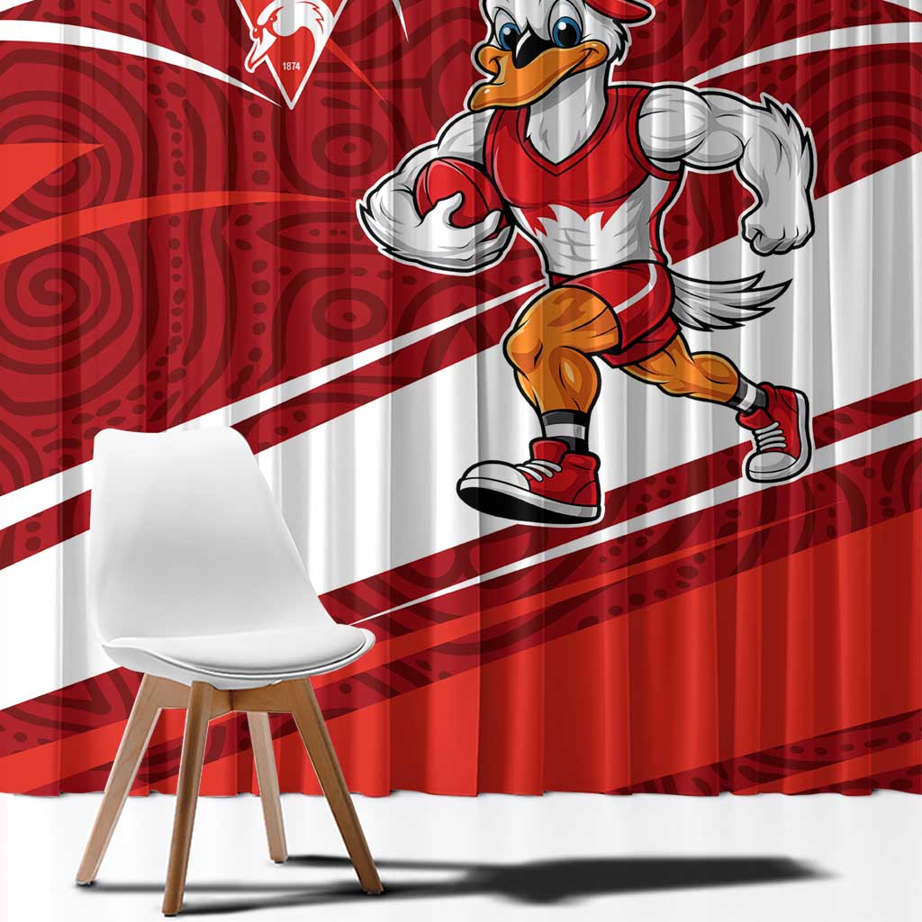 Sydney Swans Australian Football Window Curtain Swans Mascot Art With Indigenous Pattern Art