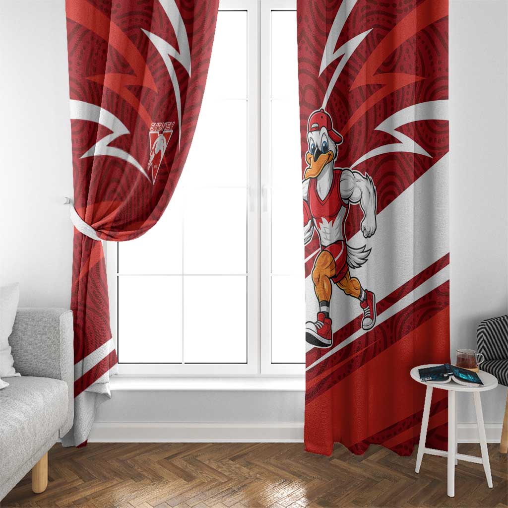 Sydney Swans Australian Football Window Curtain Swans Mascot Art With Indigenous Pattern Art