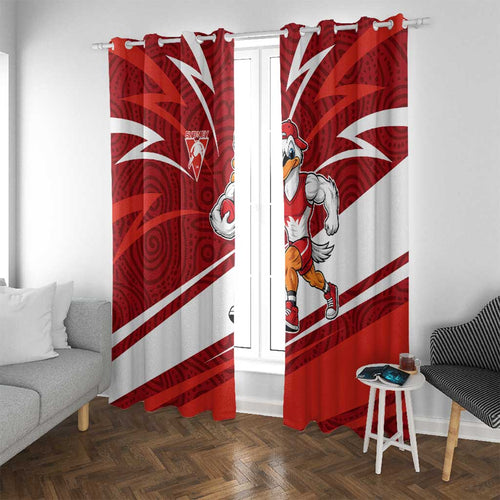 Sydney Swans Australian Football Window Curtain Swans Mascot Art With Indigenous Pattern Art
