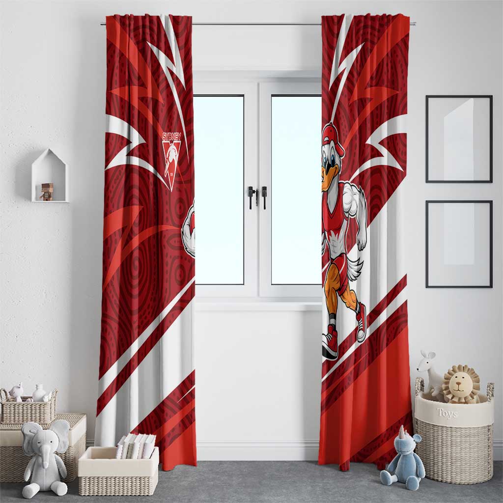 Sydney Swans Australian Football Window Curtain Swans Mascot Art With Indigenous Pattern Art
